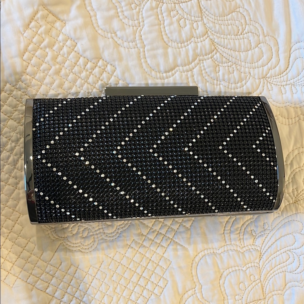 Whiting & Davis Black and Silver Evening Clutch